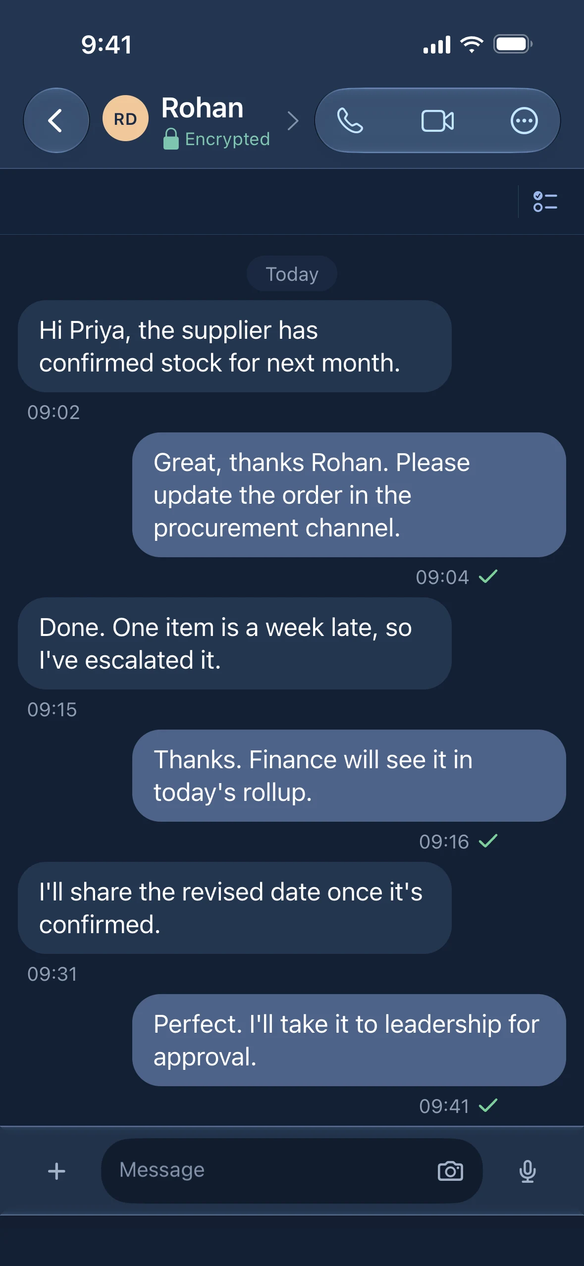 Conversation between an operations head and a procurement lead